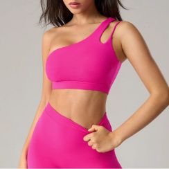 8Pcs Black One Shoulder Fitness Sports Bra