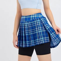 2Pcs Womens Plaid Sports Pleated Skirt